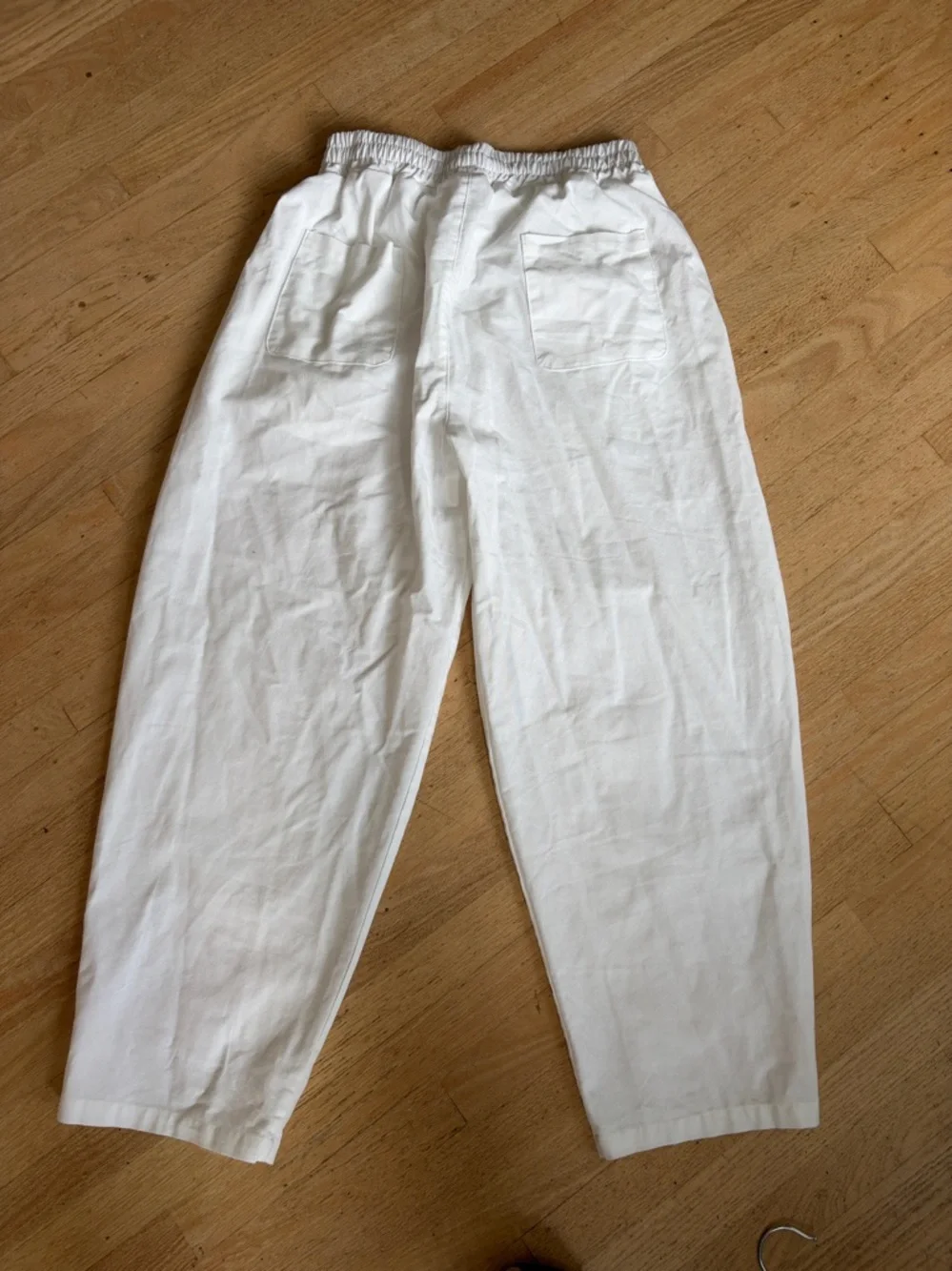 Lafudge our man size small white pants linen blend elastic waist